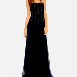Rebecca Taylor Lace Inset strapless gown with stud details Black Size 12